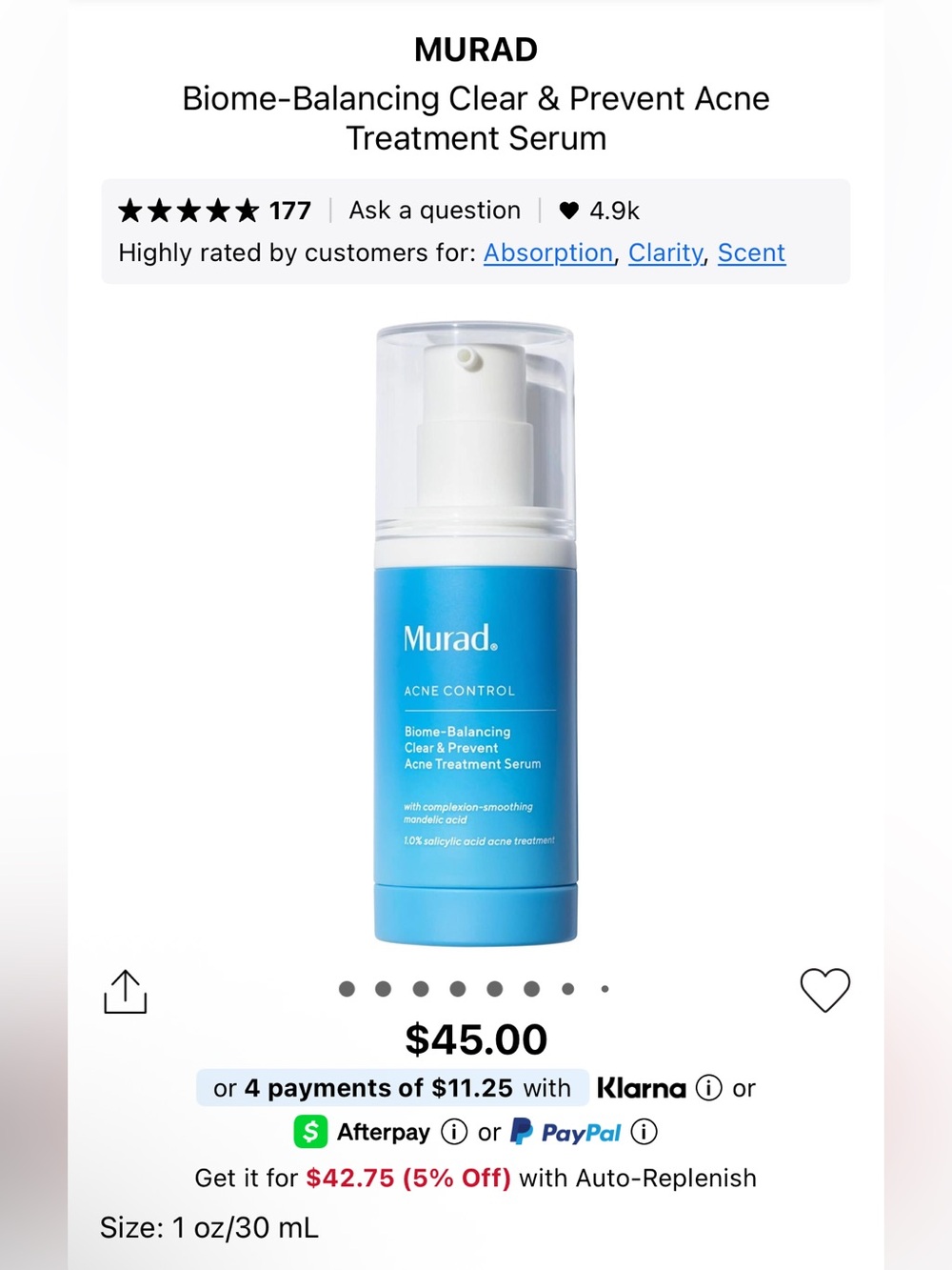 Murad acne treatment serum